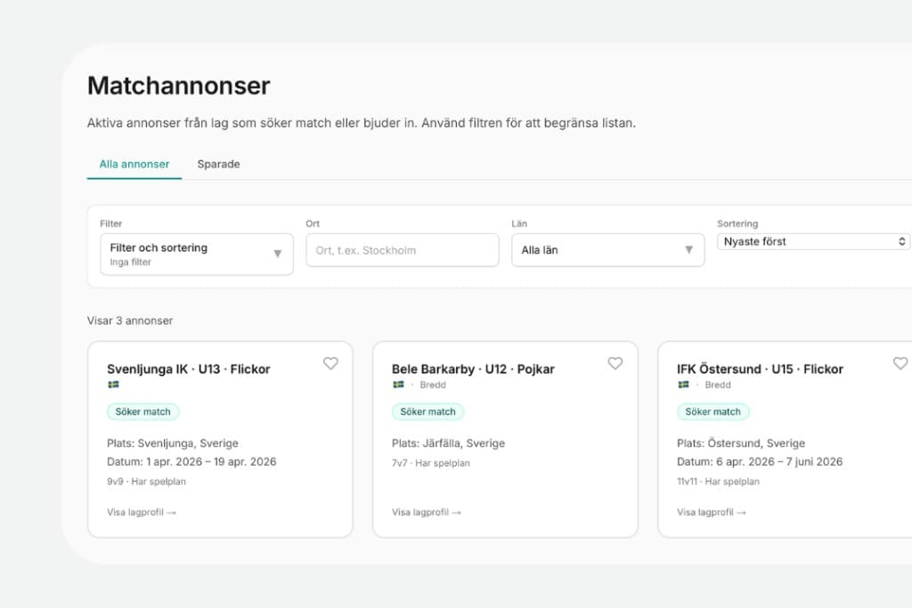 Matchportal – lag och matchannons